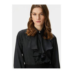 Koton Polka Dot Shirt Ruffle Collar Shiny Stone Buttons