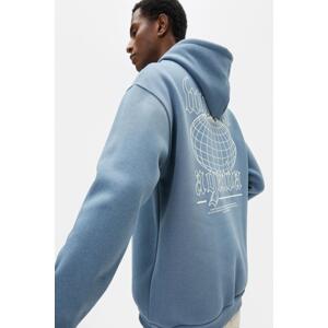 Koton Oversize Sweatshirt Hooded with Printed Slogan on the Back