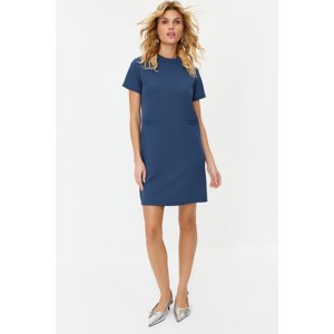 Trendyol Indigo Pocket Look Waist Open/Skater Mini Smart Crepe Dress