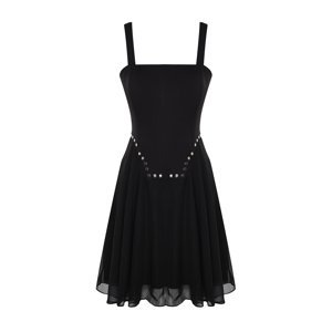 Trendyol Black Dress with Open Waist/Skater Accessories