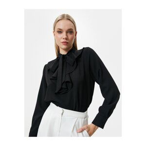 Koton Long Sleeve Frilly V-Neck Neck Neck Blouse