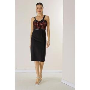 By Saygı Short Crepe Dress With Pulp Embroidered Lining