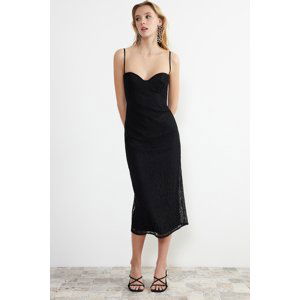 Trendyol Black Covered Lace Detailed Knitted Dress