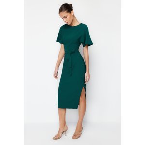 Trendyol Emerald Green Belted Bodycon Midi Pencil Skirt Woven Dress