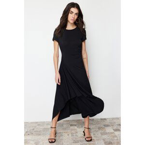 Trendyol Black Skater/Waist Open Crew Neck Elastic Knitted Dress