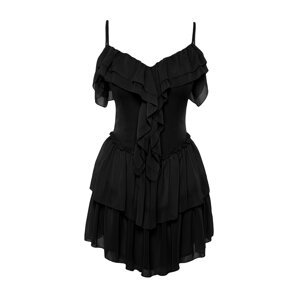 Trendyol Black Waist Opening/Skater Ruffle Chiffon Dress