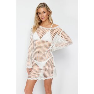 Trendyol Bridal Ecru Mini Knitted Knitwear Look Beach Dress