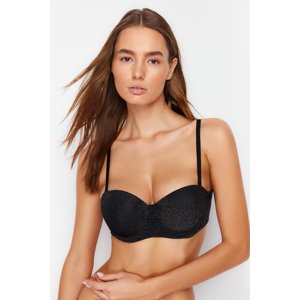 Trendyol Black Glossy Polyamide Push-Up Straplast Knitted Bra