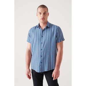 Avva Men's Saxony Geometric Patterned Viscose Shirt