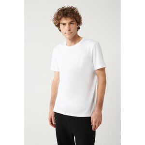 Avva Men's White Ultrasoft Crew Neck Plain Regular Fit Modal T-shirt