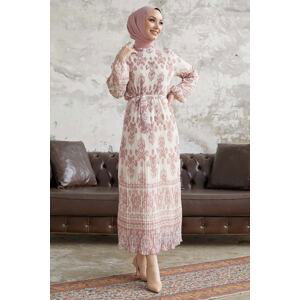 InStyle Nevya Patterned Pleated Chiffon Dress - Pale Pink