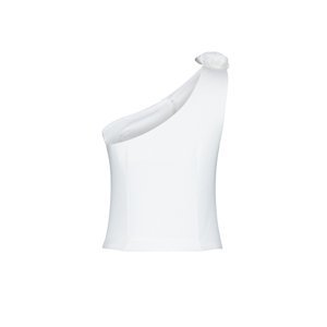 Trendyol Limited Edition Ecru Fitted One-Shoulder Rose Detail Woven Vest
