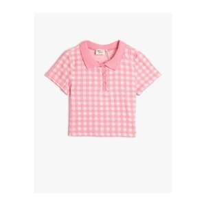 Koton Polo T-Shirt Crop Short Sleeve Button Detailed Slim Fit