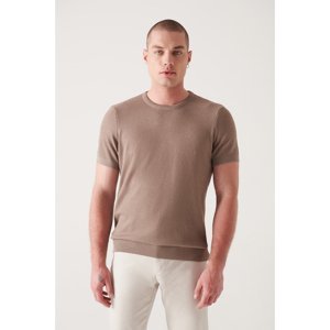 Avva Men's Mink Textured Slim Fit Slim Fit Knitwear T-shirt