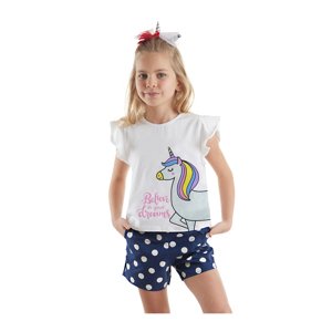 Denokids Sim Unicorn Girls Kids T-Shirt Poplin Shorts Set