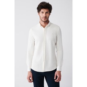 Avva Men's White Easy-to-Iron Cotton-Mixed Collar Slim Fit Slim Fit Shirt