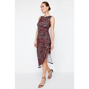 Trendyol Multi-Colored Fitted/Fitted Animal Print Flexible Knitted Maxi Dress