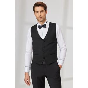 ALTINYILDIZ CLASSICS Men's Black Slim Fit Slim Fit V Neck Classic Vest