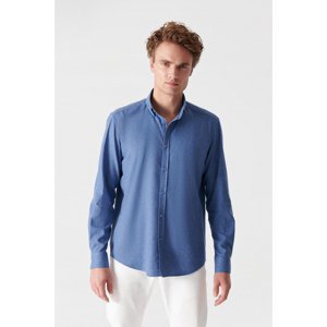 Avva Men's Indigo Buttoned Collar Cotton Comfort Fit Comfy Cut Shirt