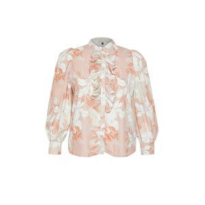 Trendyol Curve Orange Floral Ruffle Chiffon Woven Shirt