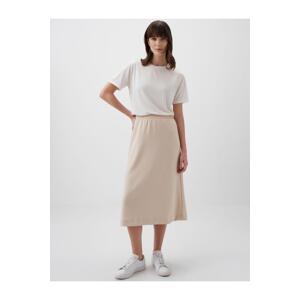 Jimmy Key Beige Normal Waist Basic Comfortable Midi Skirt