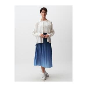 Jimmy Key Blue Petrol Normal Waist Color Transition Pleated Midi Skirt