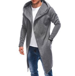 Ombre Men's asymmetrical unbuttoned hooded sweatshirt OM-SSZP-0112