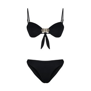 Trendyol Limited Edition Black Plain Strapless Regular Bikini Set with Accessories