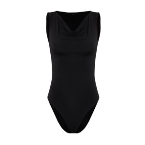 Trendyol Black Fitted/Sleeveless Turn-down Collar Zero Sleeve Snap Snaps Flexible Knitted Body