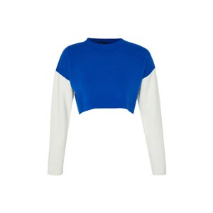 Trendyol Navy Blue Crop Color Block Knitwear Sweater