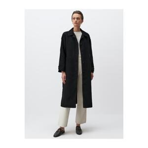 Jimmy Key Black Jacket Collar Buttoned Woven Trench Coat