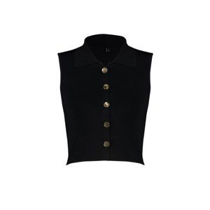 Trendyol Black Crop Premium / Special Yarn Vest Look Knitwear