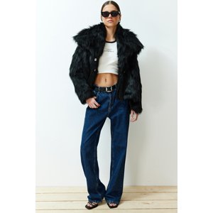 Trendyol Black Oversize Wide Cut Fur Coat