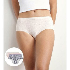 DIM LES POCKETS COTTON BOXER 3x - Dámske bavlnené nohavičky 3 ks - svetlo ružová - biela - modrá