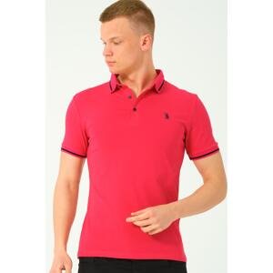 T8586 DEWBERRY MEN'S POLO NECK T-SHIRT-FUCHSIA-2