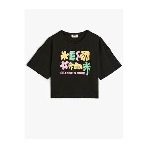 Koton T-Shirt Short Sleeve Crew Neck Cotton Slogan Printed