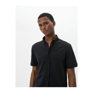 Koton Summer Shirt Short Sleeve Classic Collar Textured Buttoned