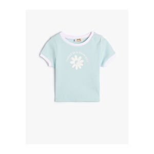 Koton Crop T-Shirt Floral Printed Short Sleeve Crew Neck Cotton