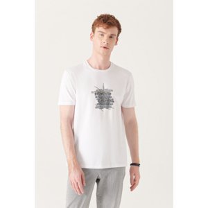 Avva Men's White Motto Printed Cotton T-shirt