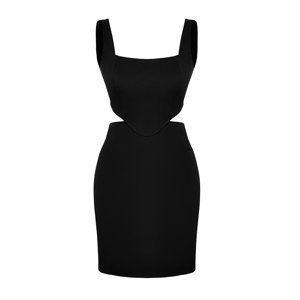 Trendyol Black A-Cut Mini Cotton Woven Window/Cut Out Detail Woven Mini Dress