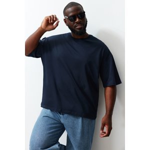 Trendyol Plus Size Navy Blue Oversize Comfortable Basic 100% Cotton T-Shirt