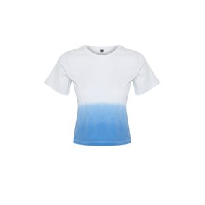 Trendyol Blue Gradient Transitional Relaxed Fit/Crop Knitted T-Shirt