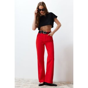 Trendyol Red High Waist Wide Leg Jeans