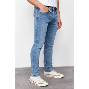 Trendyol Blue Skinny Fit Scalloped Destroyed Jeans Denim Trousers