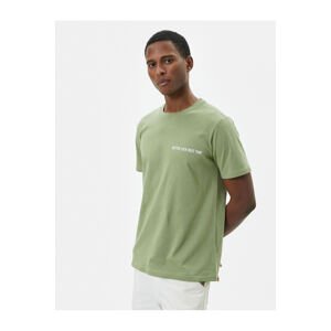 Koton Motto Printed T-Shirt Slim Fit Crew Neck Short Sleeve Cotton
