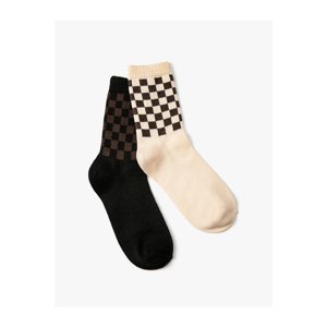 Koton Set of 2 Checkered Patterned Socks Multi Color