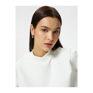 Koton Crop Sweatshirt High Neck Ribbed