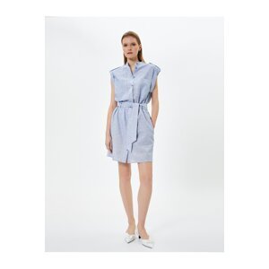 Koton Midi Shirt Dress Belted Buttoned Linen Blended
