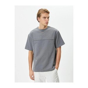 Koton Oversize T-Shirt Stitch Detail Crew Neck Short Sleeve