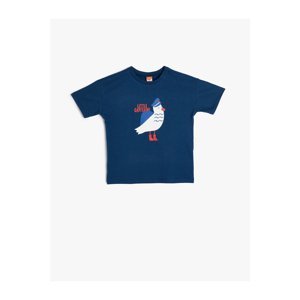 Koton Seagull Printed T-Shirt Short Sleeve Crew Neck Cotton